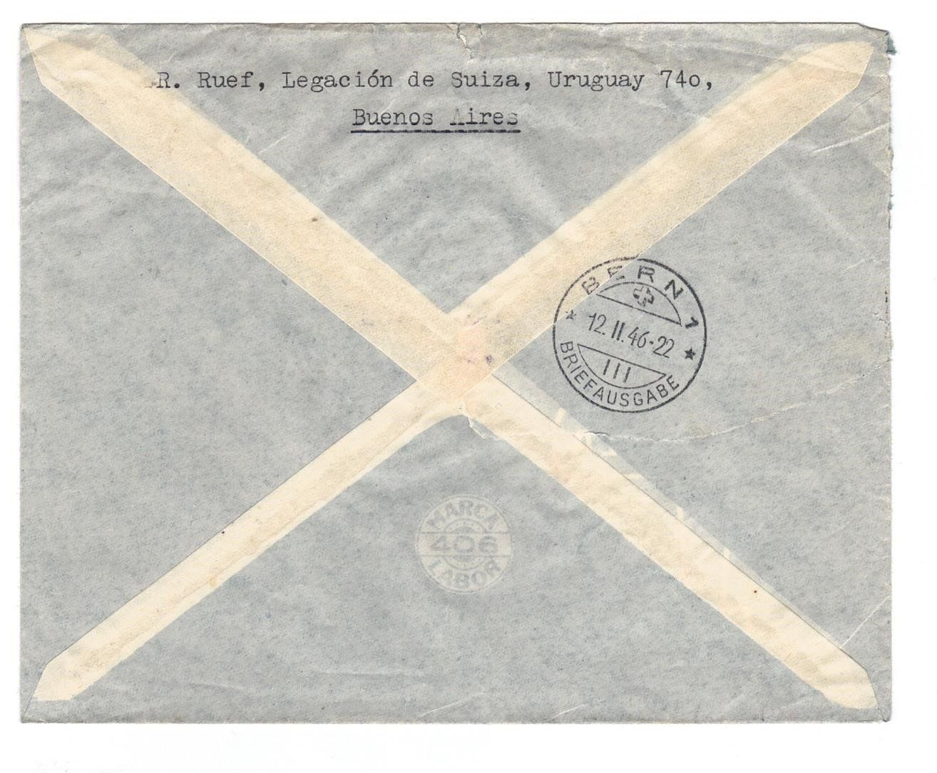 Alle Briefmarken: Flugpostbrief Argentina-Suiza 12.II.46 – Gebraucht aus Büetigen von philat 1