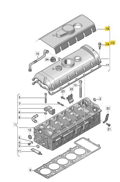 VW Tutti pezzi di ricambio auto: Zylinderkopfhaube iVW T4 | Motorcode BNZ | 070103469B – Nuovo e nell'imballaggio originale da Allschwil venduto da INOS_AUTOWELT