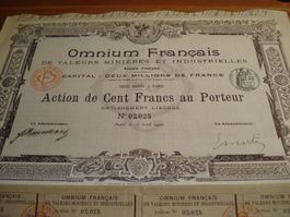 Alte Aktie, Omnium Francais de Valeurs minieres, 1905, Paris