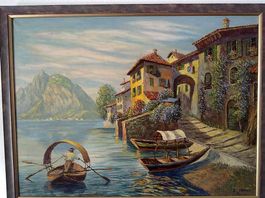 Gandria, Original Oel-Bild von E. Janin