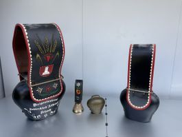 Cowbells Swiss Traditional Leather Decoration Set