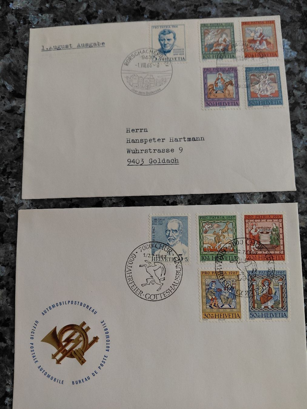 Tutti i francobolli: 2 Couvert Pro Patria 1966 und 1967 – Nuovo (secondo la descrizione) da Bonaduz venduto da topolino052
