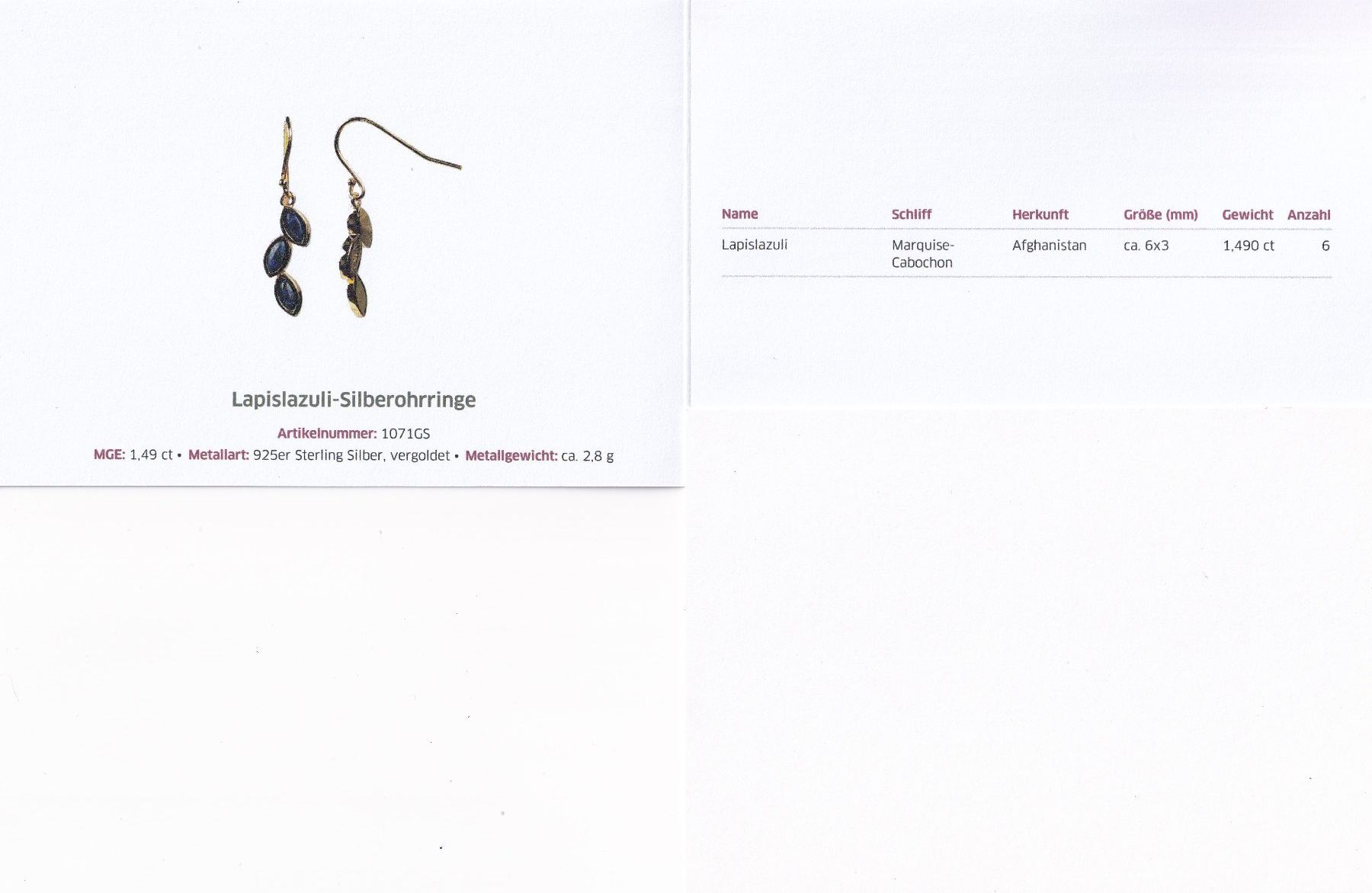 Orecchini pendenti & Orecchini a lobo: Echtschmuck: Lapislazuli Silberohrhänger, vergoldet – Nuovo (secondo la descrizione) da Zuchwil venduto da maumauchi 1