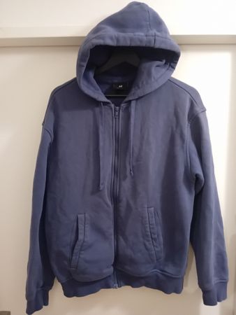 H&M HERREN SWEATJACKE HOODIE BLAU RELAXED FIT KAPUZENJACKE M