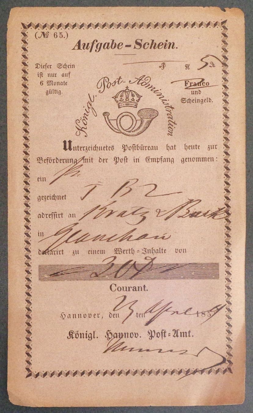 Alle Briefmarken: HANNOVER 1859: Aufgabe-Schein – Gebraucht aus Le Locle von timbrettino