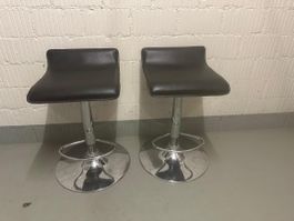 2x Moderne Barhocker, höhenverstellbar, schwarzes Kunstleder