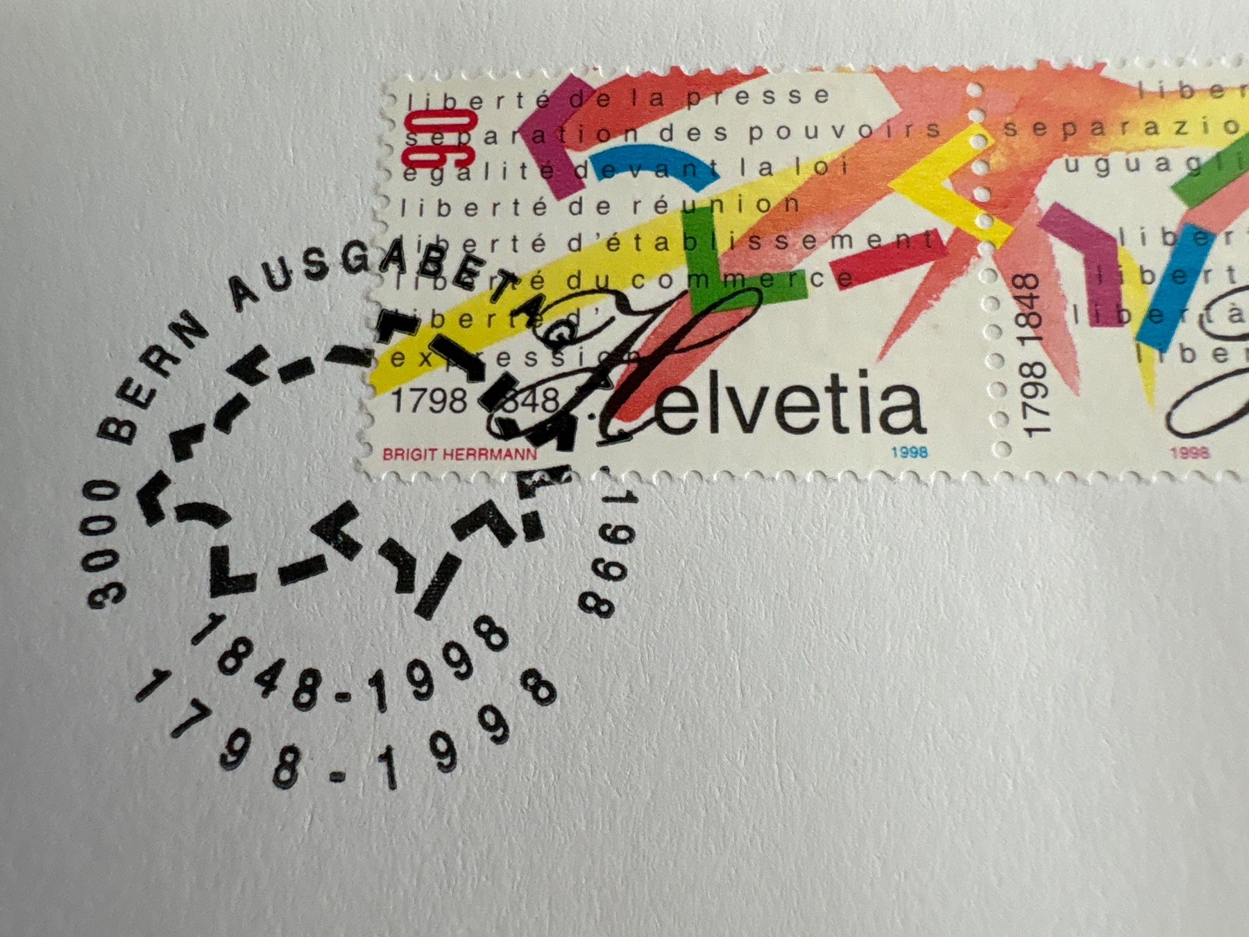 Tutti i francobolli: Briefumschlag Helvetia 1848-1998 – Usato da Ibach venduto da lisch3 2