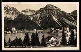 AK Arosa, Bahnhof mit Schiebhorn und Furkahorn