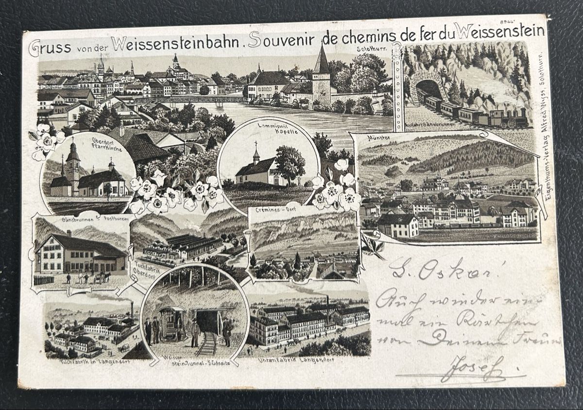 Cartoline postali: Gruss von der Weissensteinbahn Litho  – Usato da Horw venduto da Tellbub