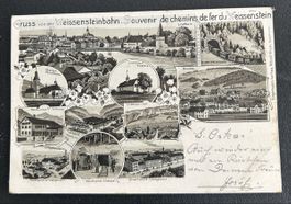 Gruss von der Weissensteinbahn Litho 