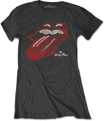 The Rolling Stones Damen T-Shirt S Vintage Tongue Logo