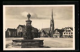 Amriswil, Platz mit Brunnen, Gasthof zum