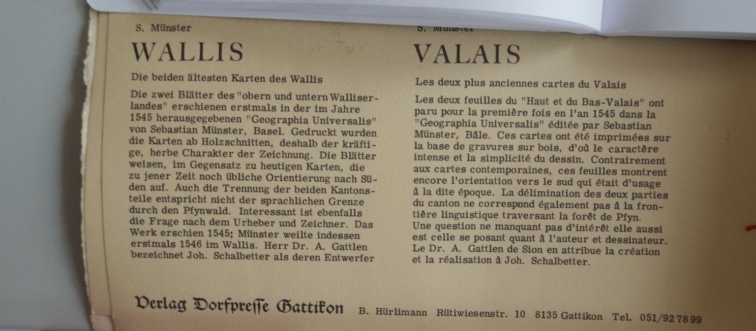 Cartine & Atlanti: Karte Unterwallis von 1545 – Nuovo (secondo la descrizione) da Dielsdorf venduto da bonambler 3