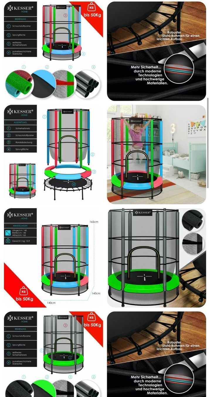 Trampolini: +Trampolin Kinder Kindertrampolin Gartentrampolin Mit – Nuovo e nell'imballaggio originale da Amriswil venduto da JaJa-Express 2