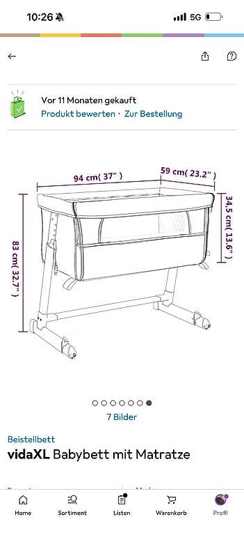 Vidaxl Betten: Beistellbett – Gebraucht aus Lyss von zul_c67f 3