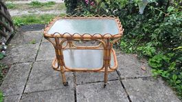 Beistelltisch Rattan mit Glasplatten gebraucht Zustand