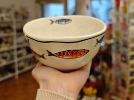 Schale / Schüssel / Müeslischale Keramik Fisch Motiv Bunt