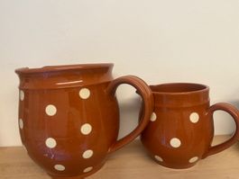 zwei alte Krüge Landert Set braun/weiss Vintage