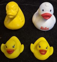 Badeenten, Quitscheentli, Gummi Enten - 4 Stück gelb/weiss