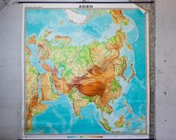 geografische Wandkarte Asien 1975