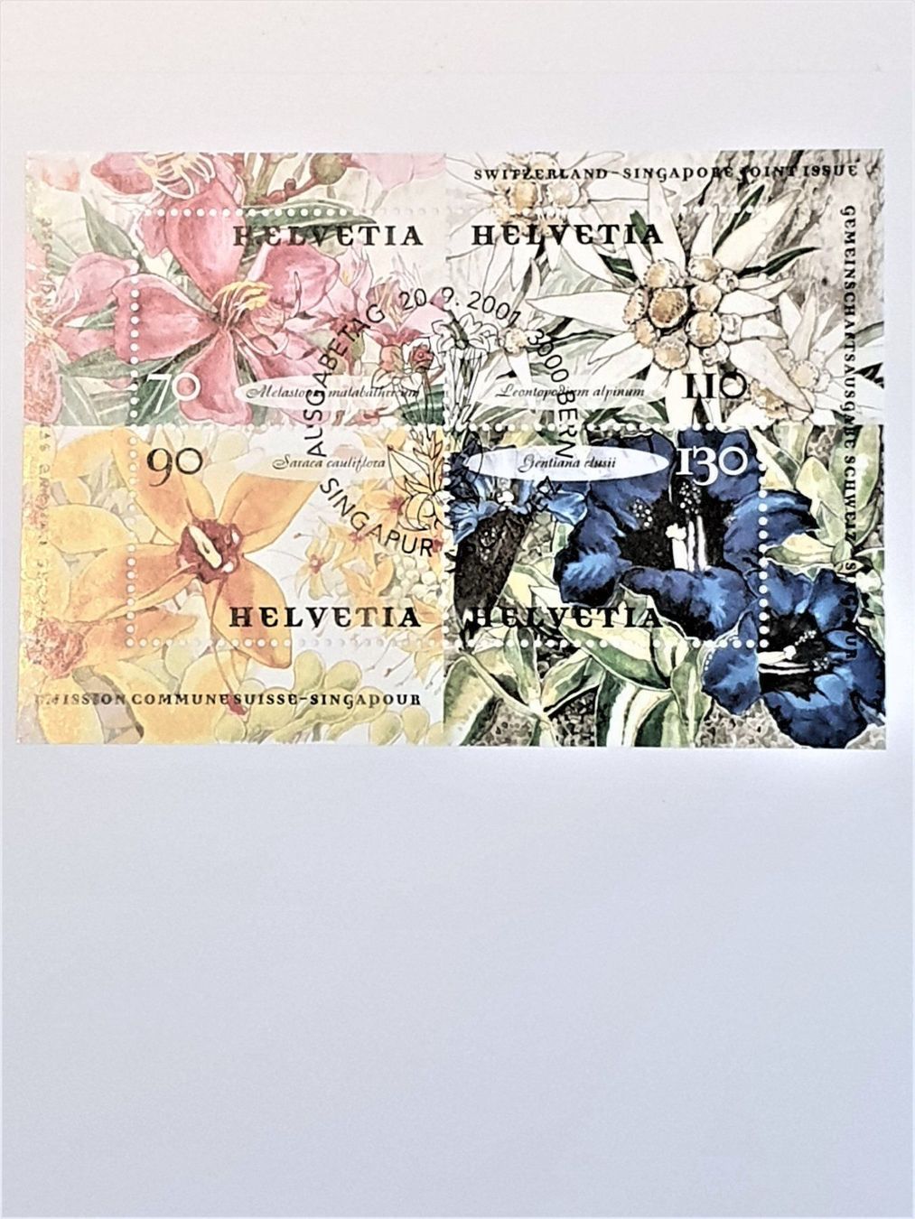 Tutti i francobolli: (184)  2001 Singapur-Schweiz "Blumen" – Usato da Schwarzhäusern venduto da Inot3 3