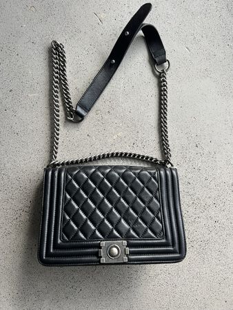 Schultertasche Leder Schwarz