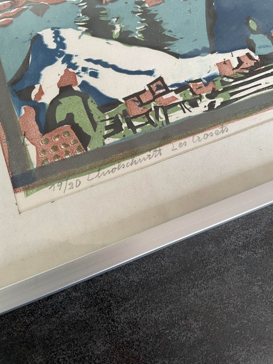 Incisioni: Lithographie Linolschnitt Les Crosets H.Brunner 1981 – Usato da Vallamand venduto da Bricbracbroc82 1