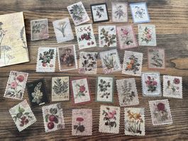 Sticker Set Aufkleber Briefmarken Look Vintage Scrapbooking