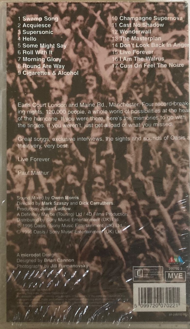 Tutti i VHS: OASIS - .....THERE AND THEN – Nuovo e nell'imballaggio originale da Poliez-Pittet venduto da Newtown-Records 1