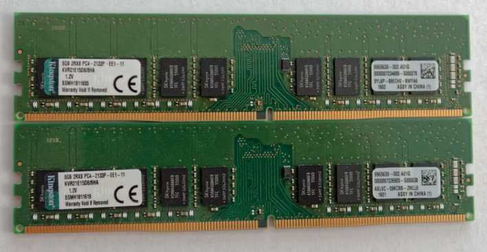 Kingston Memoria / RAM: KVR21E15D8/8HA Kit 2x8GB DDR4-2133 ECC unbuffered SDRAM – Usato da Oberneunforn venduto da Prazki