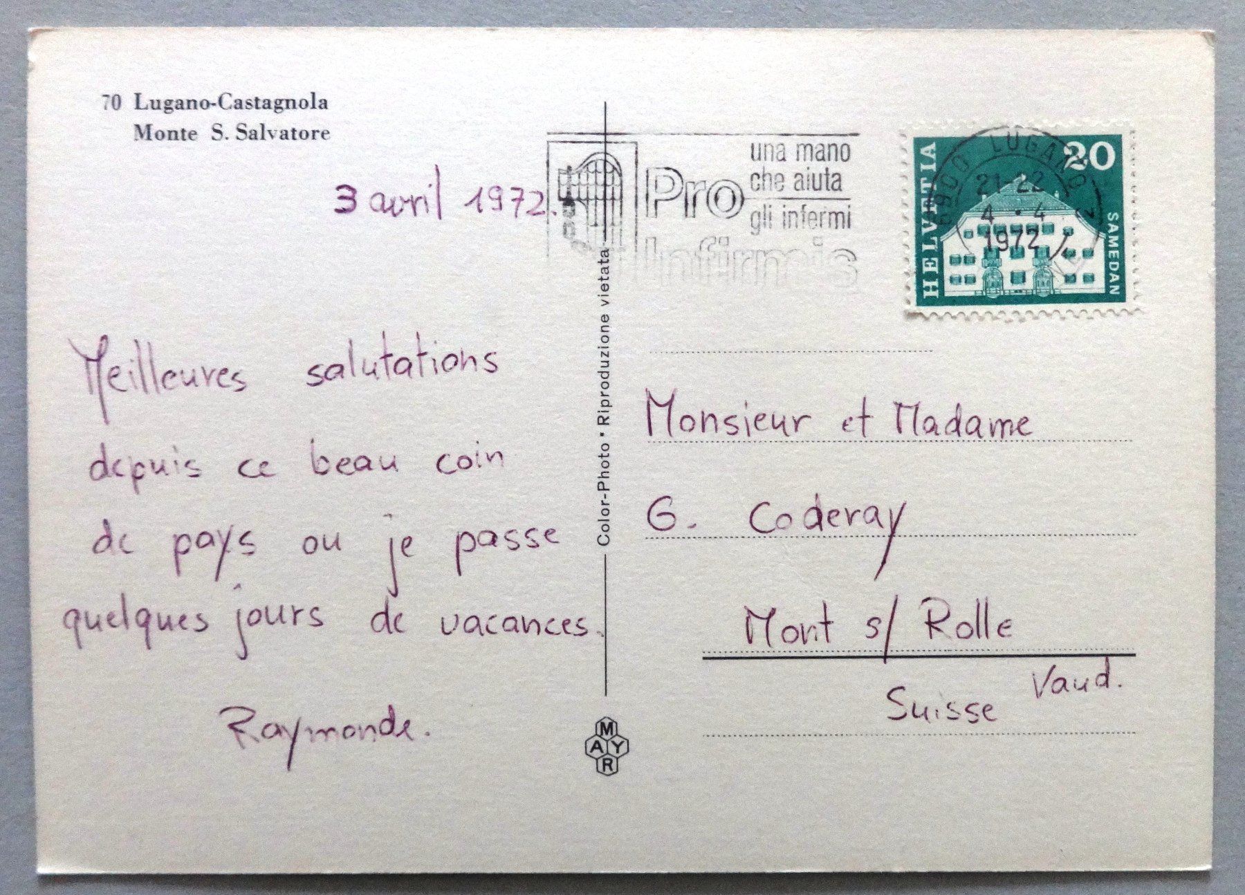 Cartes postales: Lugano-Castagnola, Monte S. Salvatore – D'occasion à Fétigny par Billy2miny 1