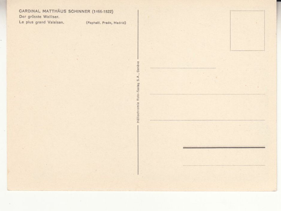 Cartoline postali: Wallis, Cardinal Schinner – Usato da Bürglen TG venduto da StampGraf 1