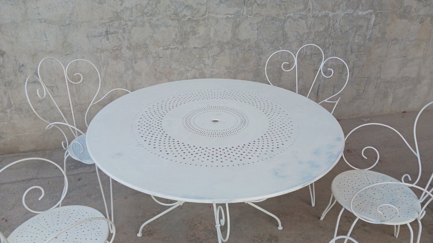 Tavoli: Antikes Gartentisch-Set, um 1940 - elegant, mit 5 Stühlen – Usato da Basel venduto da goldfinger63 1