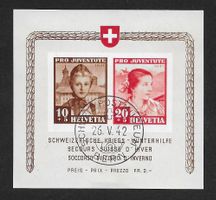 1941 (1942):  Pro Juventute-Block Nr.J98I/99I gest.