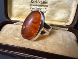 Antiker Silber Ring mit Bernstein 800