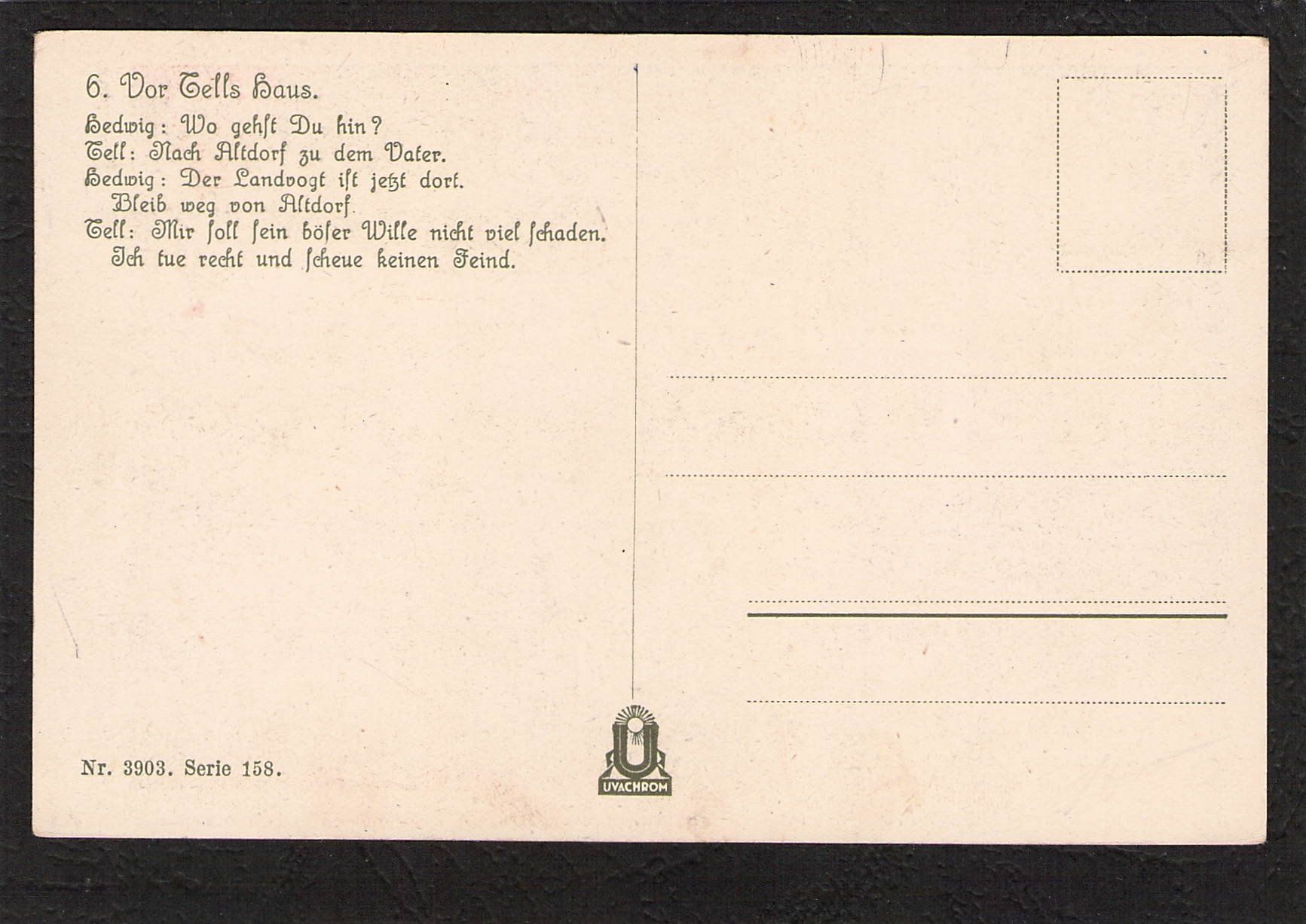 Ansichtskarten: Willhelm Tell , Nr. 3903 Serie 158 – Gebraucht aus Reichenburg von Pipo-67 1