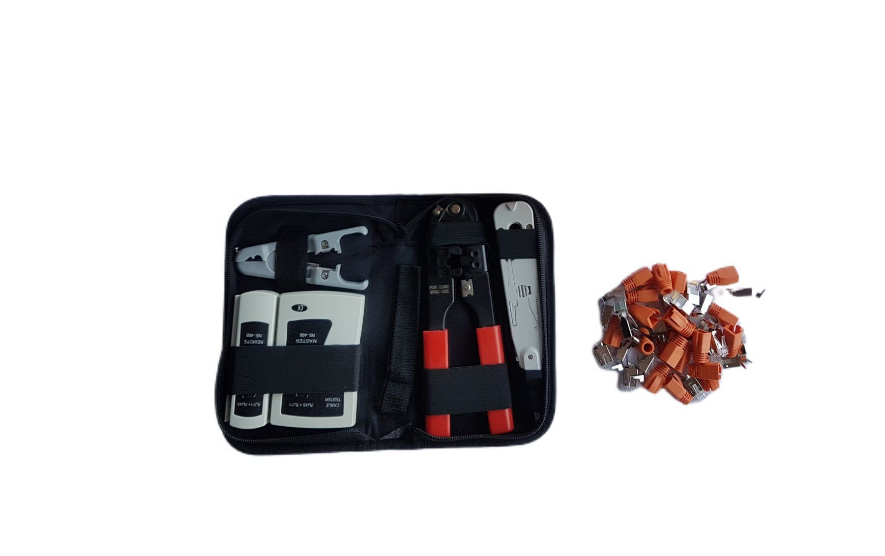 Spine: 50x RJ45 Stecker orange + Werkzeug – Nuovo e nell'imballaggio originale da Perlen venduto da shelbycobra 3