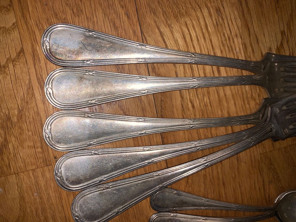 Antikes Besteck-Set, versilbert Kreuzbandmuster (Gebraucht) in ...