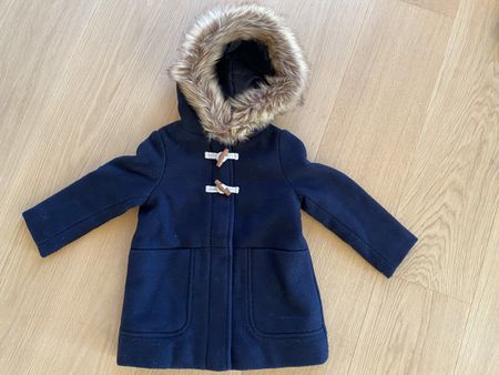 Warm Winter Coat with Fur Hood for Kids, Size 104