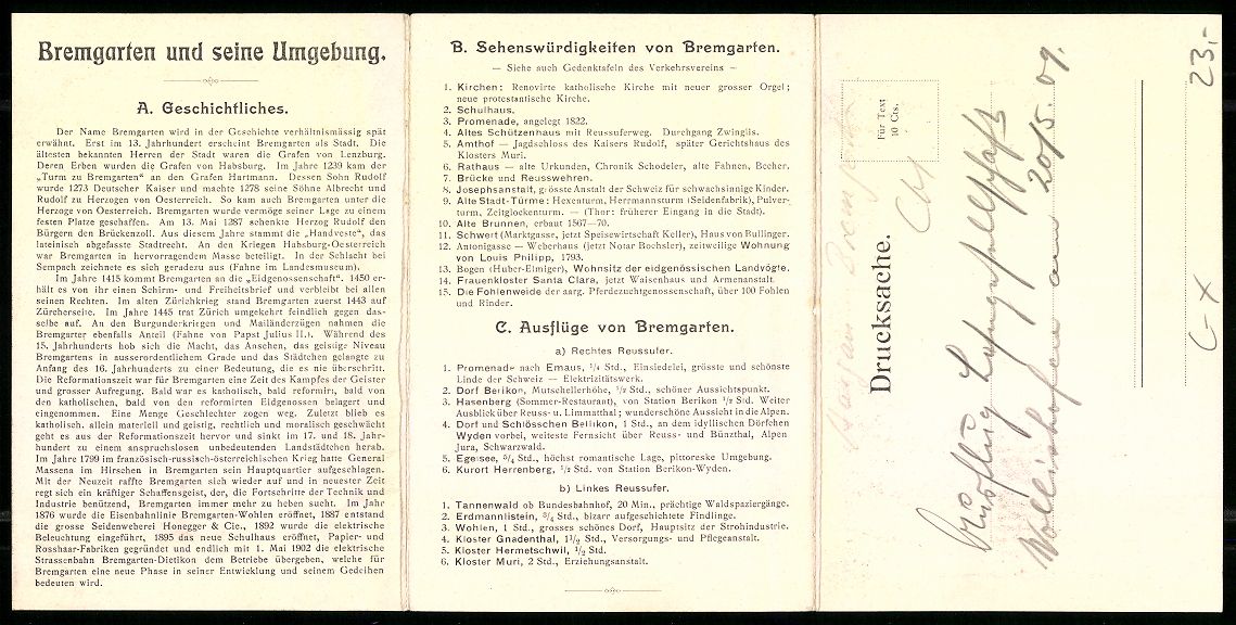 Cartoline postali: Klapp-AK Bremgarten /Aargau, Gesamtansic – Usato da Berlin venduto da bartko-reher 1