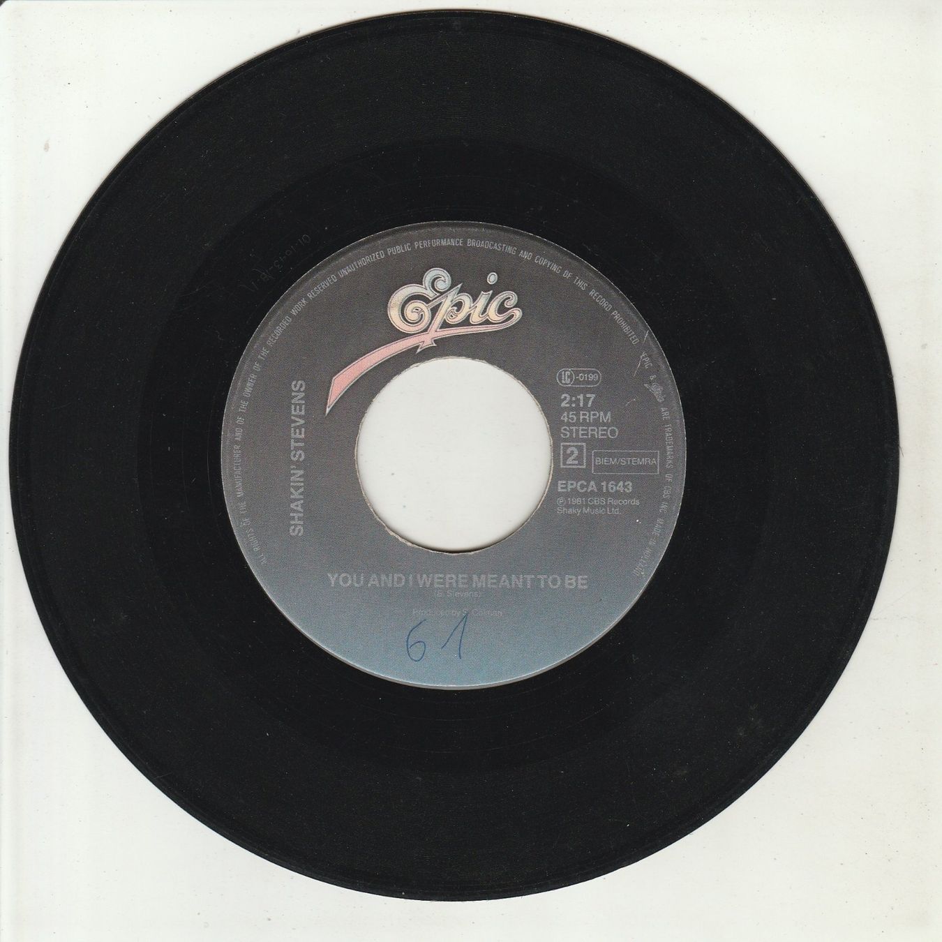 Schallplatten: Shakin' Stevens - It's raining 7" Vinyl 1981 – Gebraucht aus Tübach von JamesStone 3