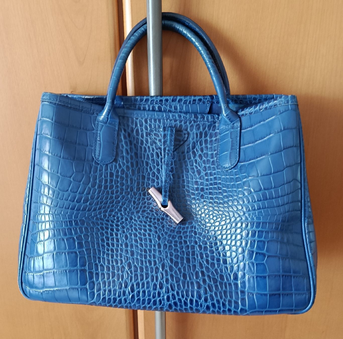 Longchamp Borse da donna: Longchamp Roseau Croco blau – Usato da Küsnacht ZH venduto da turtlehouse