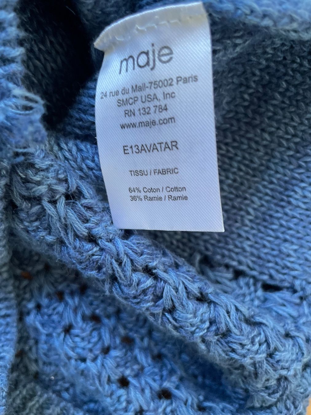 Maje Maglioni & Felpe: Damen Pullover Maje blau gestrickt Grösse 3 – Usato da Buchs SG venduto da VintageHomeCH 3
