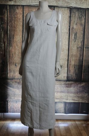 Sommer-Leinenkleid lang, kitt, Gr. 38, neuw. H&M