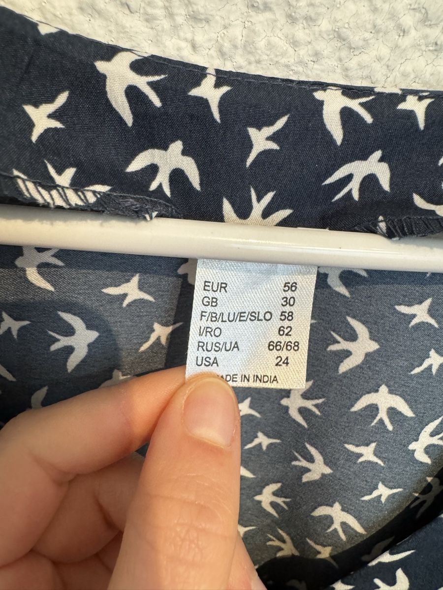 Blusen: Bluse Vögel dunkelblau Gr. 56 / XXL – Gebraucht aus Fislisbach von KolibriSecondhand 1
