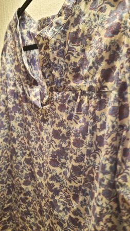 Chemisier femme fleurs bleu blanc manches longues maison 123