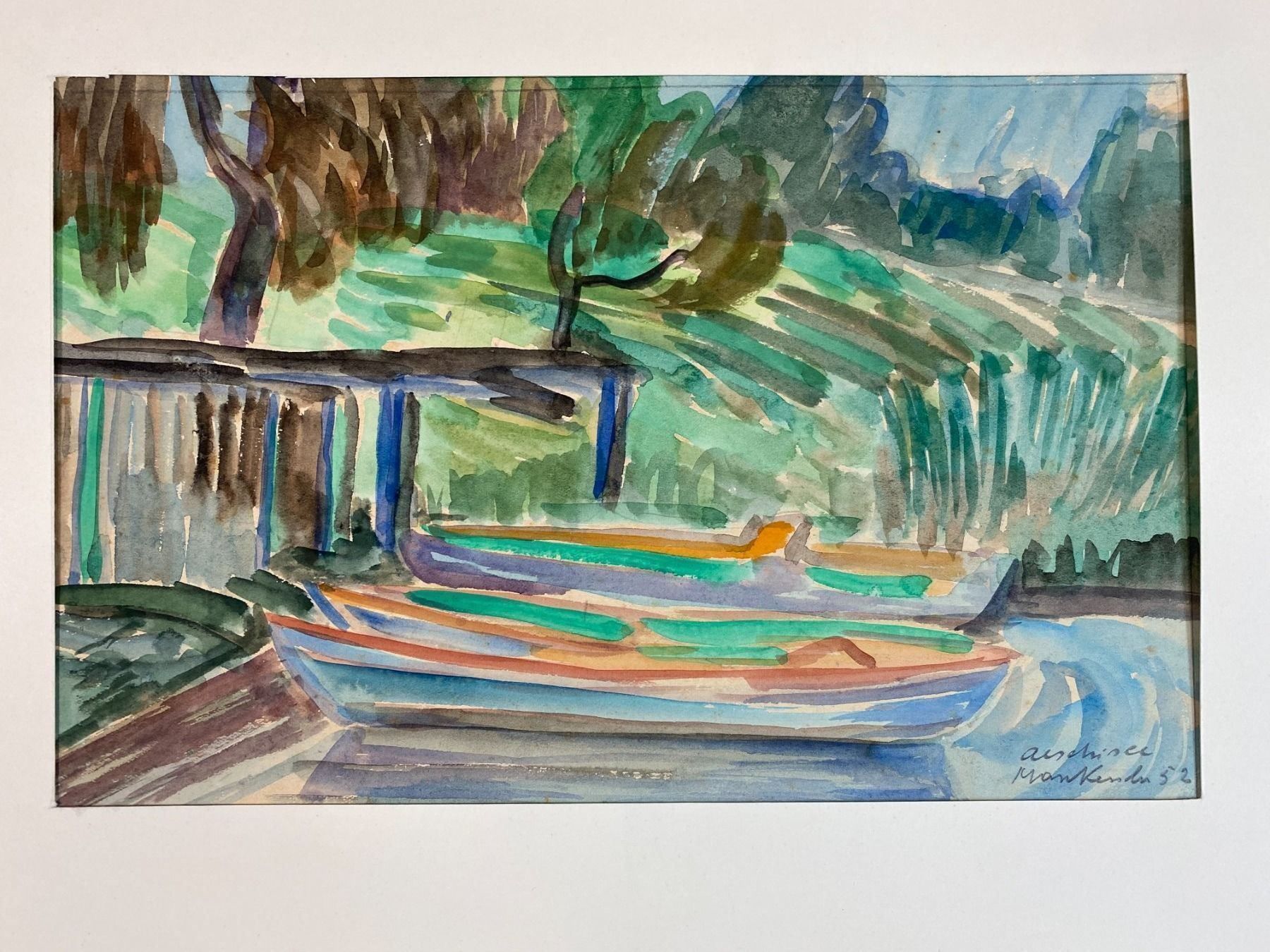 Dipinti: Max Kessler "Aeschisee" Aquarell 1952 – Usato da Vaduz venduto da Unikate-Markt 1