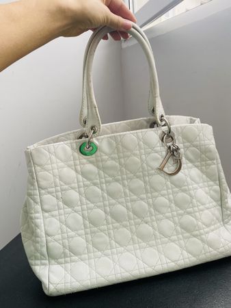 Christian Dior Lady Dior M Soft Tote White Leather