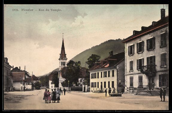 Cartoline postali: AK Fleurier, Rue du Temple – Usato da Berlin venduto da bartko-reher