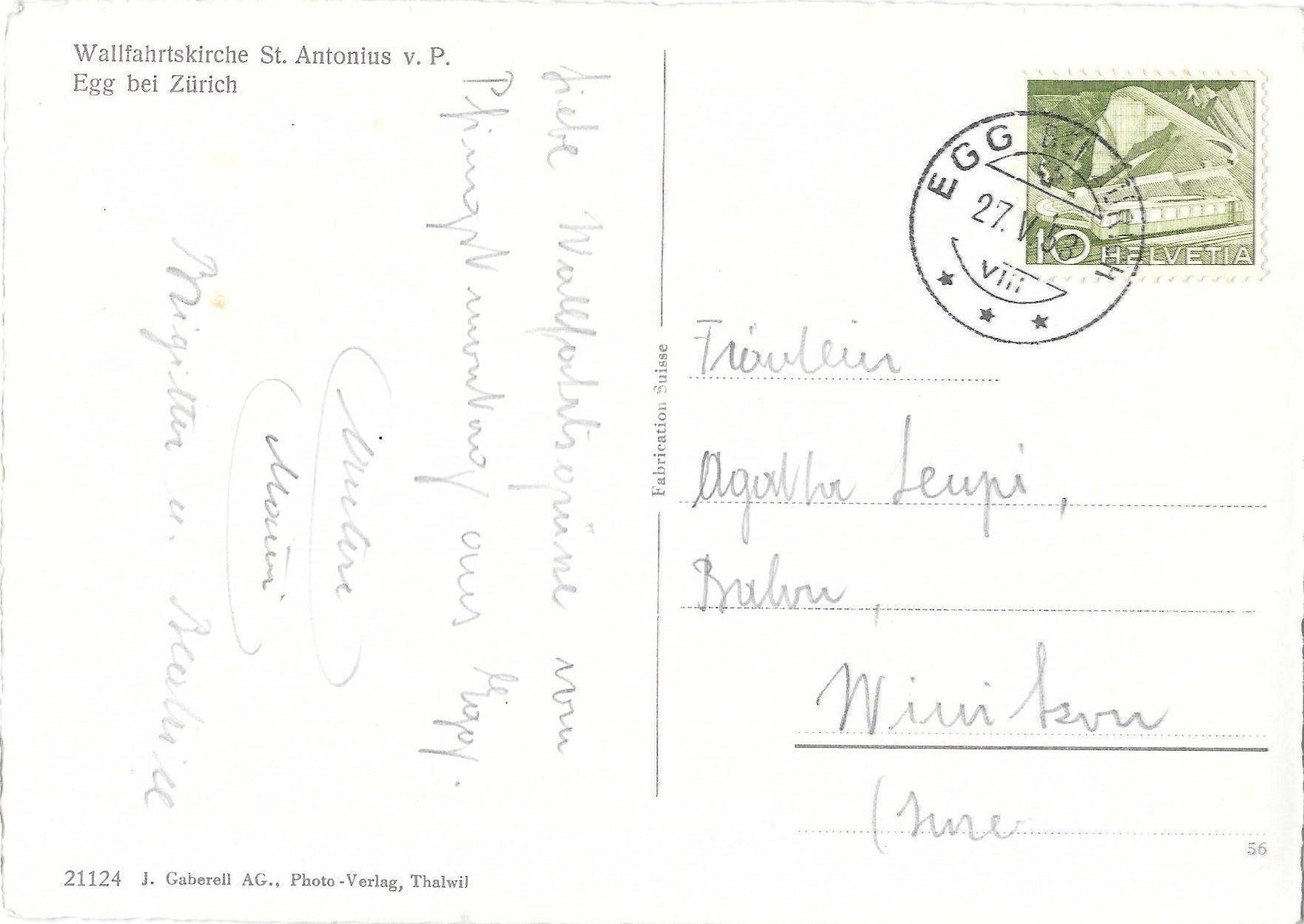 Cartes postales: Egg Wallfahrtskirche St. Antonius v. P. – D'occasion à Olten par clotaldi 1